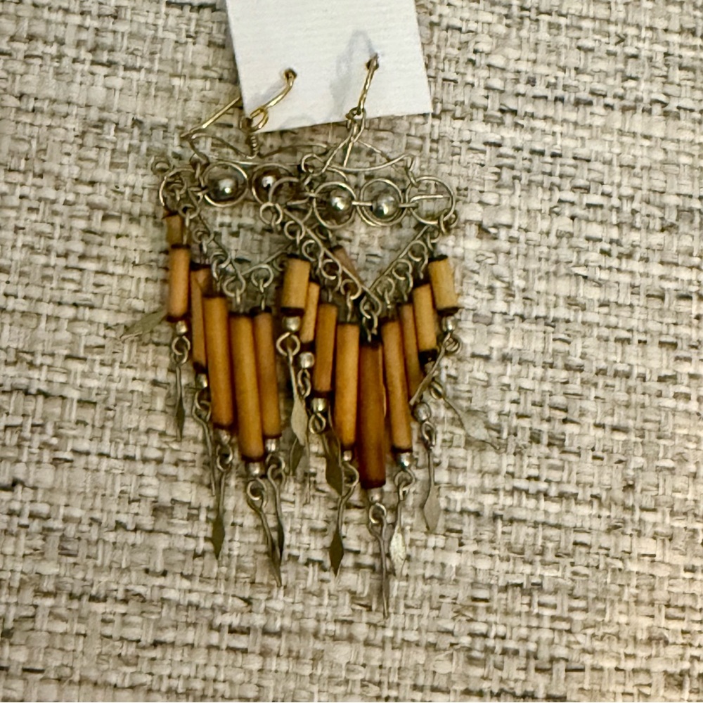 5 for $25!! Vintage Bamboo Bohemian Earrings - Picture 9 of 9